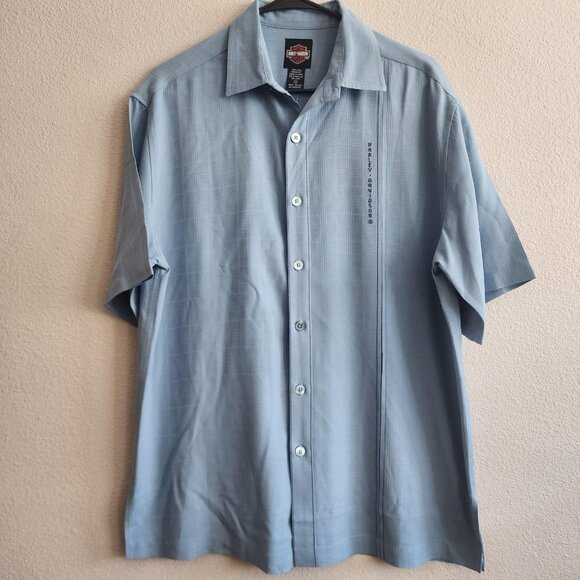 Harley-Davidson Shirt Mens Small Silk Button Up Casual Short Sleeve Embroidered - Picture 1 of 8